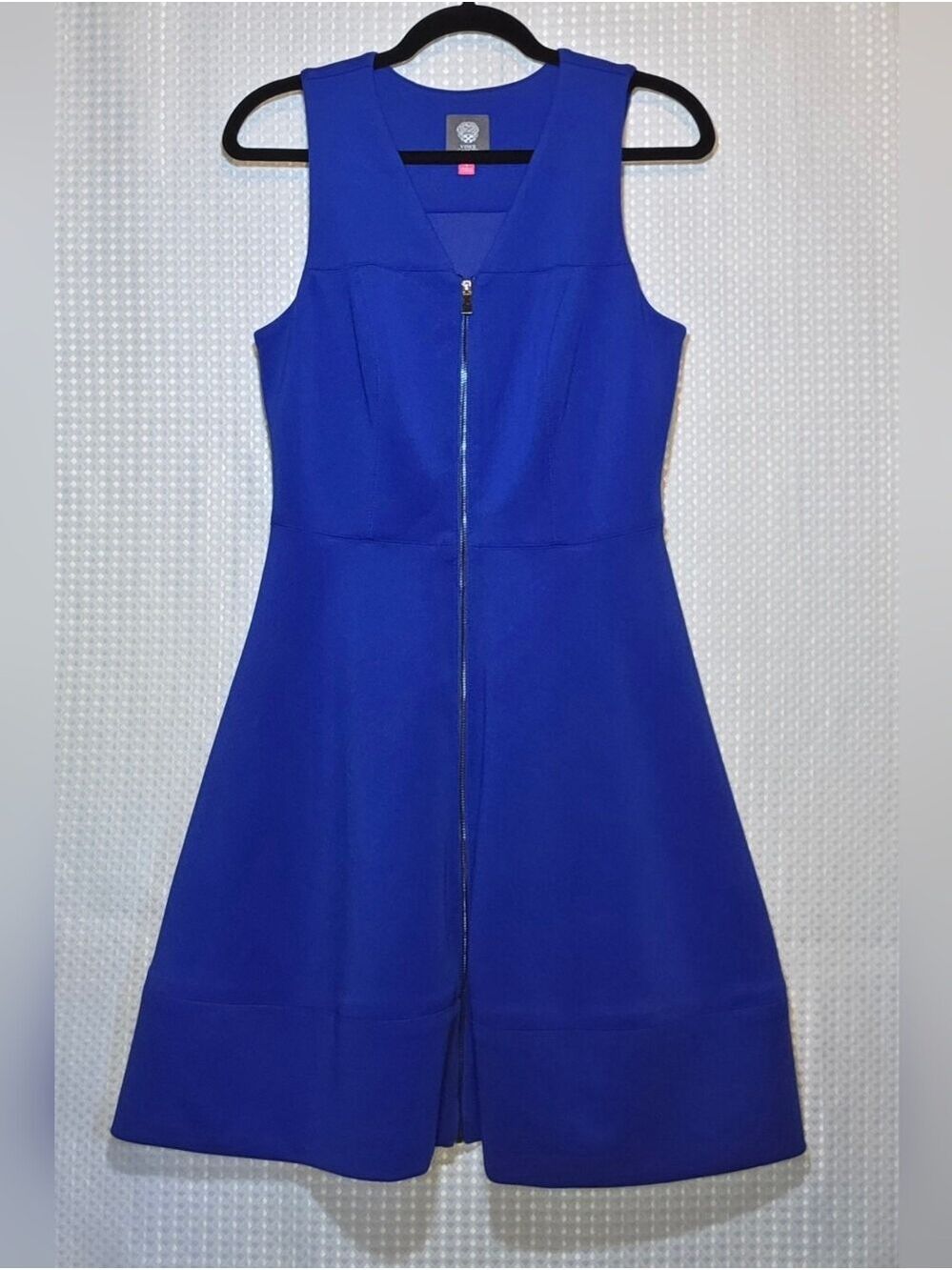 Vince Camuto Cobalt Blue Zip Front Fit & Flare Dress Size 4 - Picture 3 of 14